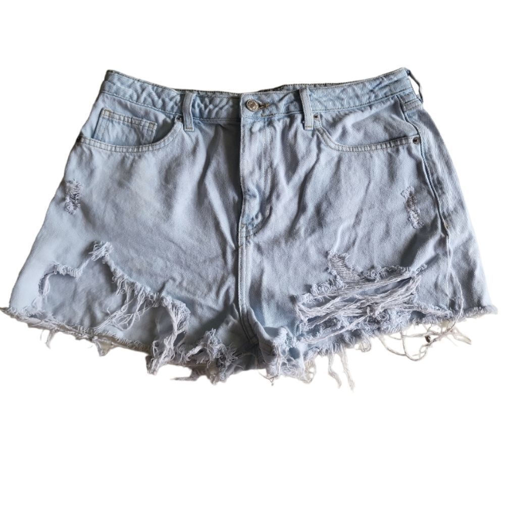 FOREVER 21 Distressed‎ Whitewash Cut-off Denim Jean Shorts 30w